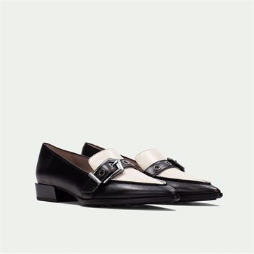 Hispanitas Turin Pointed Buckle Loafer - Black Cream